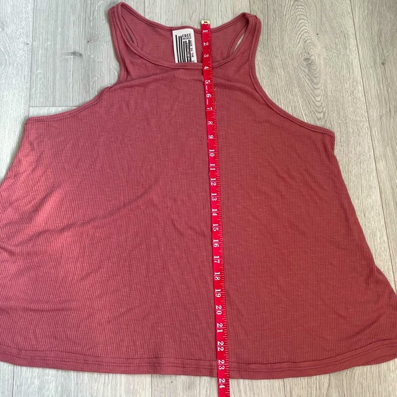 Free People • Coral Orange Tank Top Ribbed Red Sexy Fit Bohemian - Picture 6 of 7
